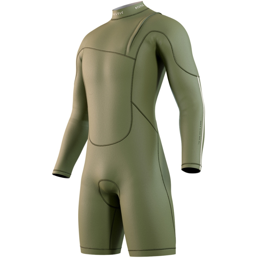 2025 Mystic Da Uomo The One 3/2mm Longarm Zip Free Shorty Muta 35000.250620 - Moss